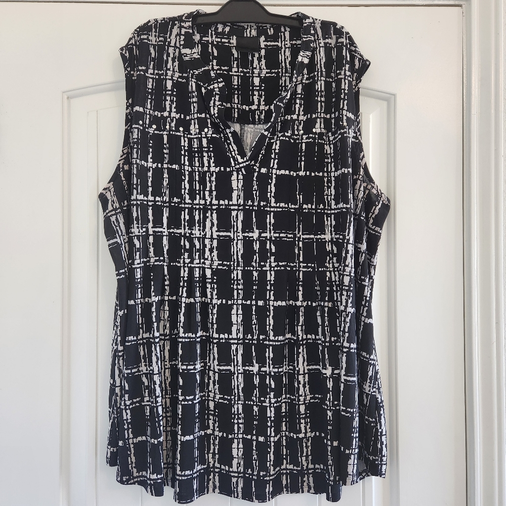 Black & White Sleeveless Tank Top Blouse 3X